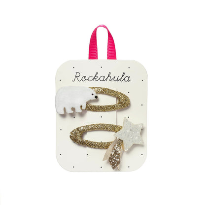 Pinces à cheveux ours polaire enneigé